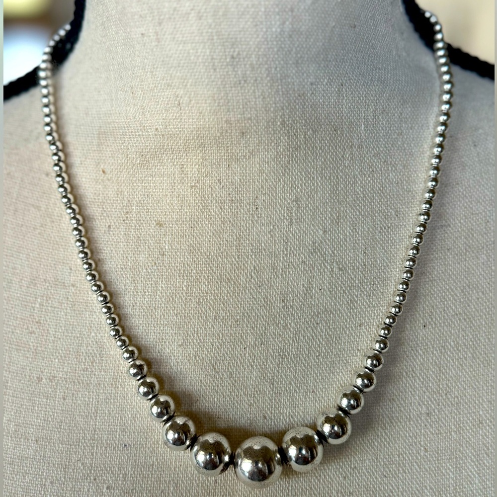 Sterling-Style Silver Bead Necklace - Classic Women's Necklace